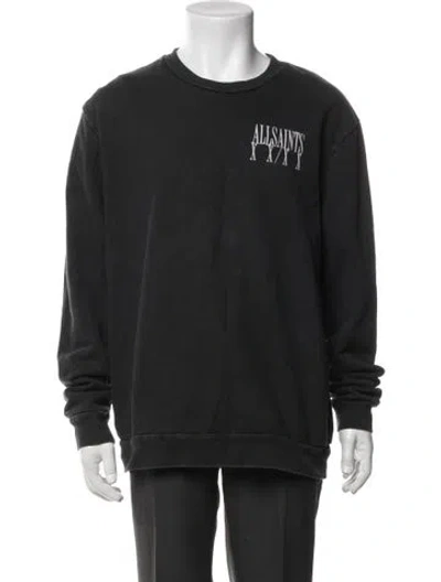 Pre-owned Allsaints Graphic Print Crew Neck Sweatshirt In Black