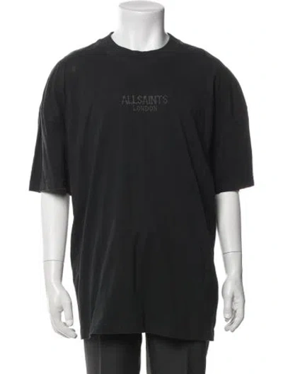 Pre-owned Allsaints Graphic Print Crew Neck T-shirt In Black