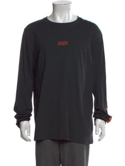 Pre-owned Allsaints Graphic Print Crew Neck T-shirt In Black