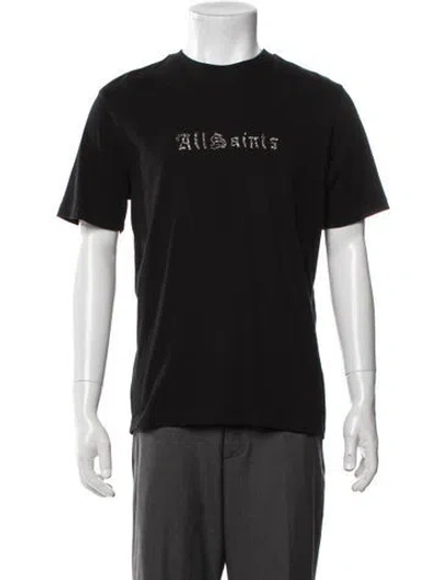 Pre-owned Allsaints Graphic Print Crew Neck T-shirt In Black