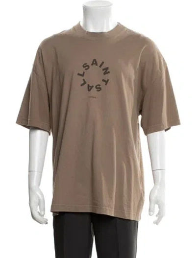 Pre-owned Allsaints Graphic Print Crew Neck T-shirt In Brown