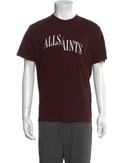 Pre-owned Allsaints Graphic Print Crew Neck T-shirt In Burgundy