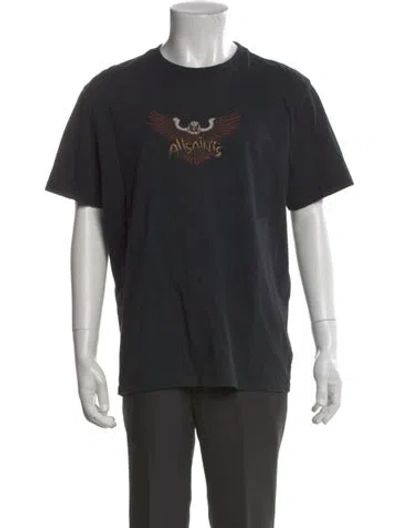 Pre-owned Allsaints Graphic Print Crew Neck T-shirt In Gray