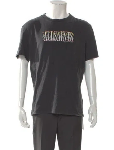 Pre-owned Allsaints Graphic Print Crew Neck T-shirt In Gray