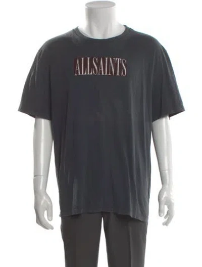 Pre-owned Allsaints Graphic Print Crew Neck T-shirt In Gray