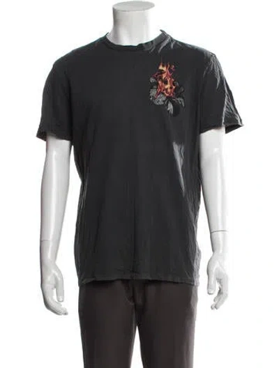 Pre-owned Allsaints Graphic Print Crew Neck T-shirt In Grey