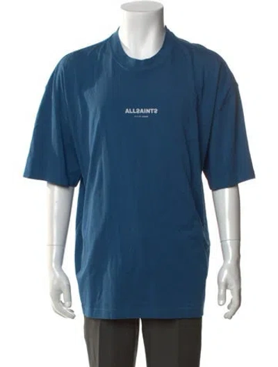 Pre-owned Allsaints Graphic Print Crew Neck T-shirt W/ Tags In Blue