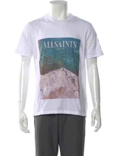 Pre-owned Allsaints Graphic Print Crew Neck T-shirt In White