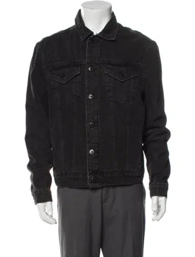 Pre-owned Allsaints Graphic Print Denim Jacket In Black