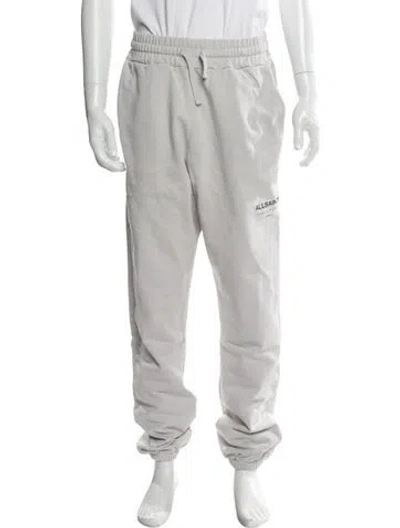 Pre-owned Allsaints Graphic Print Joggers In Gray
