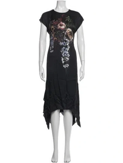 Pre-owned Allsaints Graphic Print Long Dress In Black