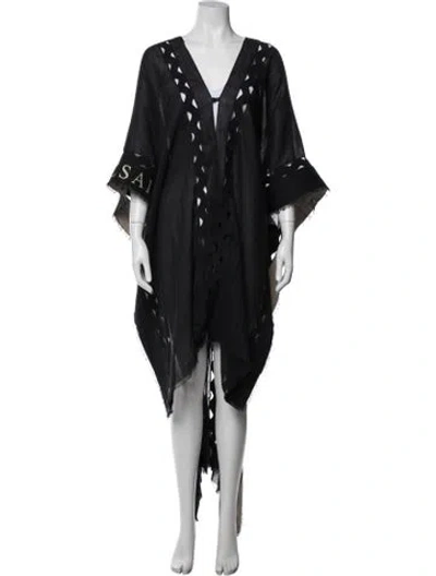 Pre-owned Allsaints Graphic Print Long Dress W/ Tags In Black