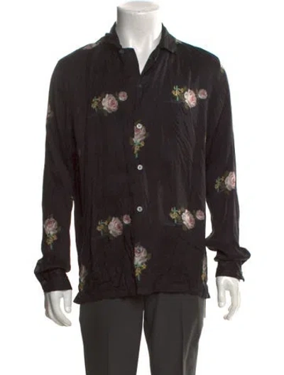 Pre-owned Allsaints Graphic Print Long Sleeve Shirt In Black