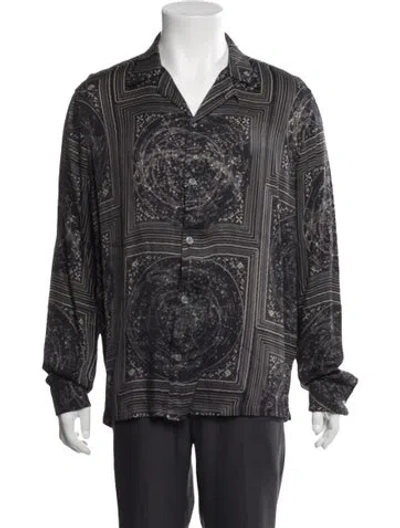 Pre-owned Allsaints Graphic Print Long Sleeve Shirt In Black