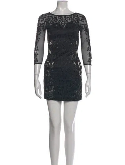 Pre-owned Allsaints Graphic Print Mini Dress In Black