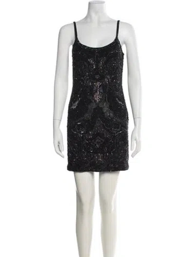 Pre-owned Allsaints Graphic Print Mini Dress In Black