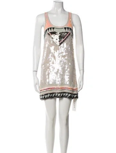 Pre-owned Allsaints Graphic Print Mini Dress In Grey