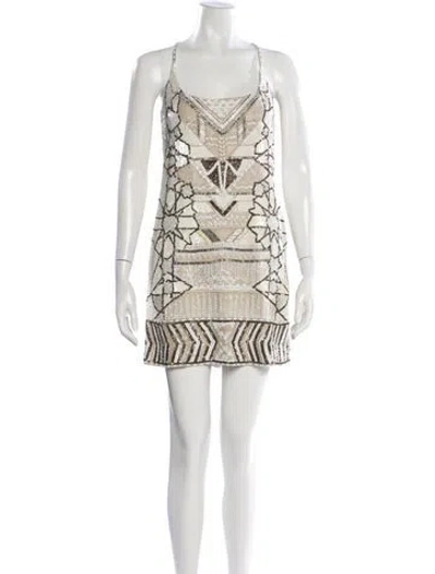 Pre-owned Allsaints Graphic Print Mini Dress In Neutral