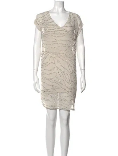 Pre-owned Allsaints Graphic Print Mini Dress In Neutrals