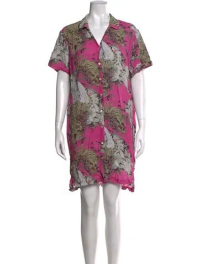 Pre-owned Allsaints Graphic Print Mini Dress In Pink