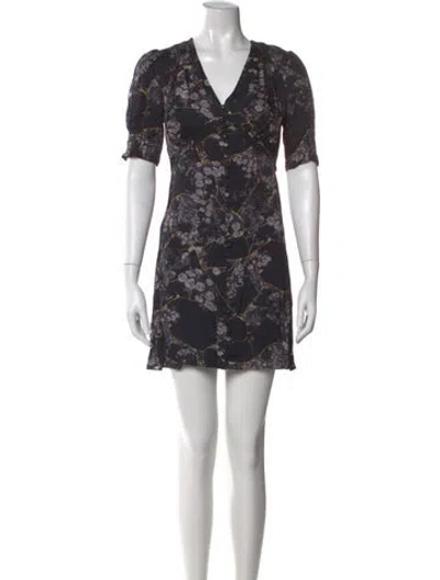 Pre-owned Allsaints Graphic Print Mini Dress W/ Tags In Black