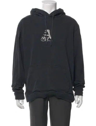 Pre-owned Allsaints Graphic Print Mock Neck Hoodie In Gray