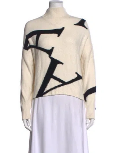 Pre-owned Allsaints Graphic Print Mock Neck Sweater In Neutrals