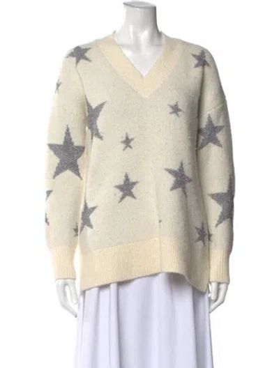 Pre-owned Allsaints Graphic Print V-neck Sweater In Neutral