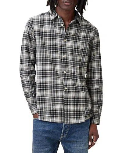 Allsaints Gratton Check Slim Fit Button Down Shirt In Whisper Grey