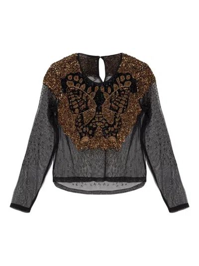 Allsaints Greta Embellished Top In Black