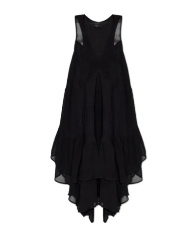 Allsaints Womens Wildflower Bla Gretel Ruffle-trim Woven Mini Dress In Black