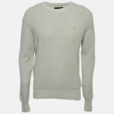 Pre-owned Allsaints Grey Cotton Knit Crewneck Trias Sweater S In Gray