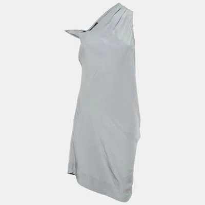 Allsaints Grey Crepe Asymmetric Sleeveless Midi Dress In Gray