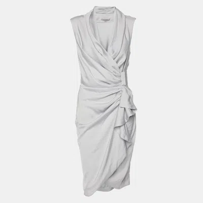 Pre-owned Allsaints Grey Satin Cancity Dress S