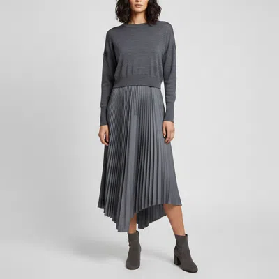 Pre-owned Allsaints Grey Wool Blend Adriana Maxi Dress S In Gray