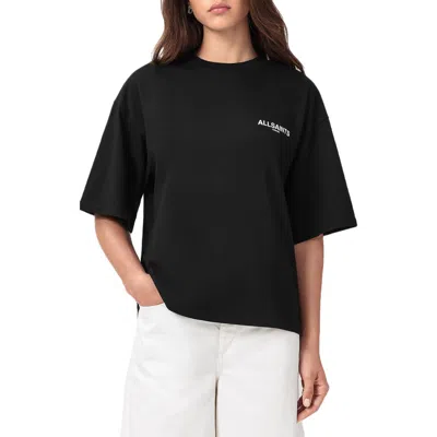 Allsaints Guardian Amelie Short Sleeve Graphic Logo T-shirt With Back Print In Black