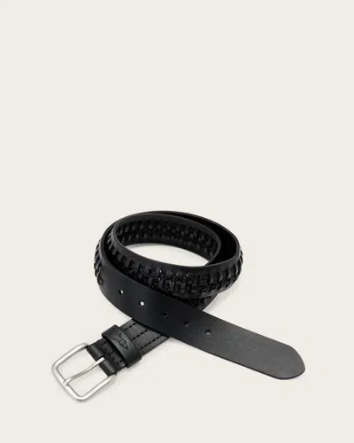 Allsaints Gus Woven Leather Belt In Black