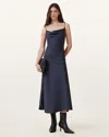 Allsaints Hadley Cowl Neck Midi Slip Dress In Blueberry Blue