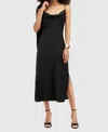 Allsaints Hadley Cowl Neck Midi Slip Dress In Black In Multi