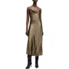 Allsaints Hadley Metallic Satin Slipdress In Metallic Gold