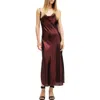 Allsaints Hadley Metallic Satin Slipdress In Metallic Red