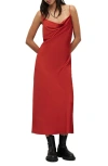 Allsaints Hadley Satin Slipdress In Red Clay