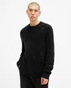 Allsaints Hadwin Distressed Crew Neck Jumper In Black