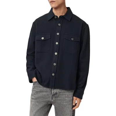 Allsaints Haiku Long Sleeve Cotton Flannel Shirt In Blue