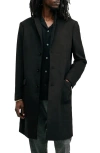 Allsaints Hal Button-fastening Coat In Black