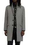 Allsaints Hal Longline Coat In Light Grey Marl