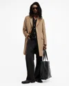Allsaints Hal Single Breasted Wool Blend Coat In Camel Brown