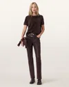 Allsaints Haldan Coated Mid Rise Jeans In Burgundy Red In Burgundy