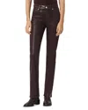 Allsaints Haldan Coated Mid Rise Jeans In Burgundy Red In Brown