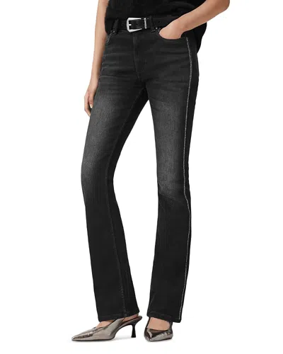 ALLSAINTS HALDAN CRYSTAL MID RISE BOOTCUT JEANS IN WASHED BLACK